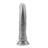 Srebrny dildo penis na mocnej przyssawce 21,5cm