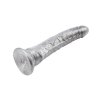 Srebrny dildo penis na mocnej przyssawce 21,5cm