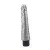 Realistyczne stożkowe dildo wibrujące srebrne 23 cm