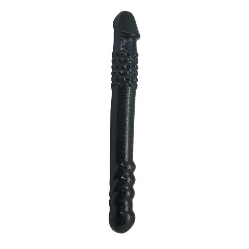 Dwustrone dildo z wypustkami czarne 25 cm