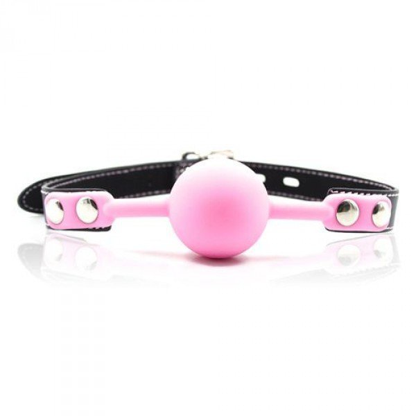 Knebel kulka ball gag + kłódka różowy