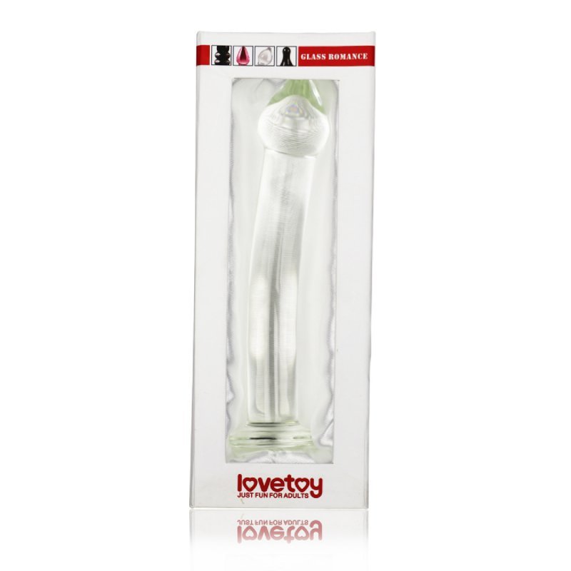 Szklane gładkie dildo zakrzywione przeźroczyste 17 cm