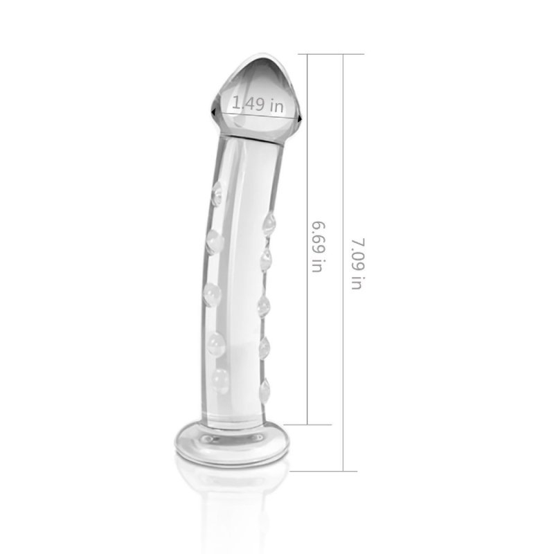 Szklane dildo z wypustkami przeźroczyste 15 cm