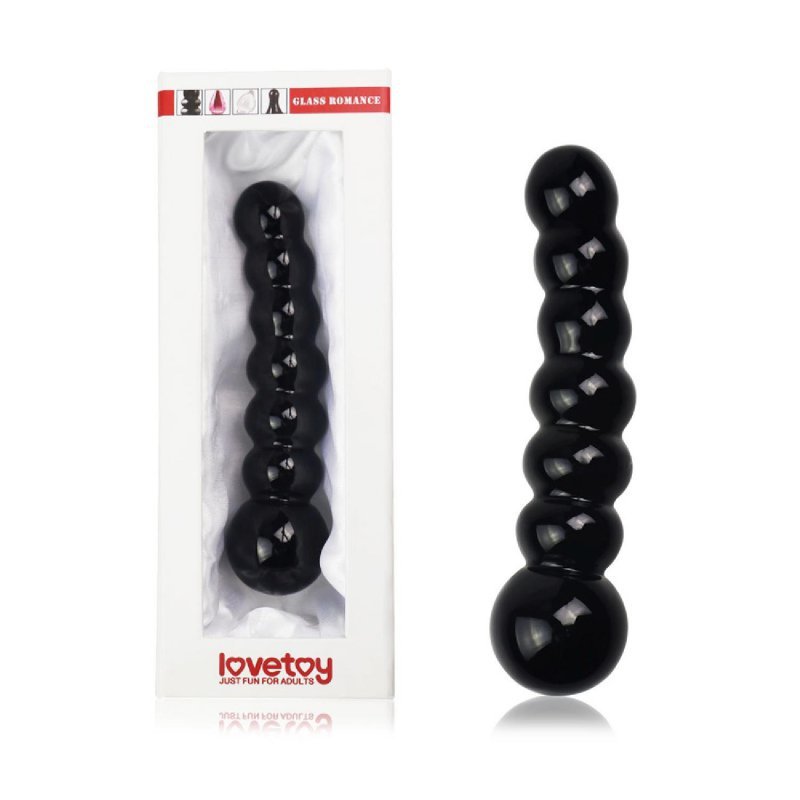 Szklane dildo koraliki czarne 17 cm