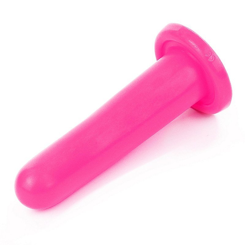 Gładkie zakrzywione dildo analne przyssawka różowe 14 cm
