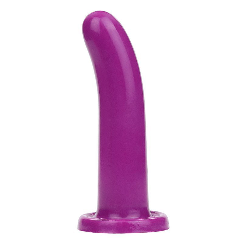 Gładkie zakrzywione dildo analne przyssawka fioletowe 14 cm