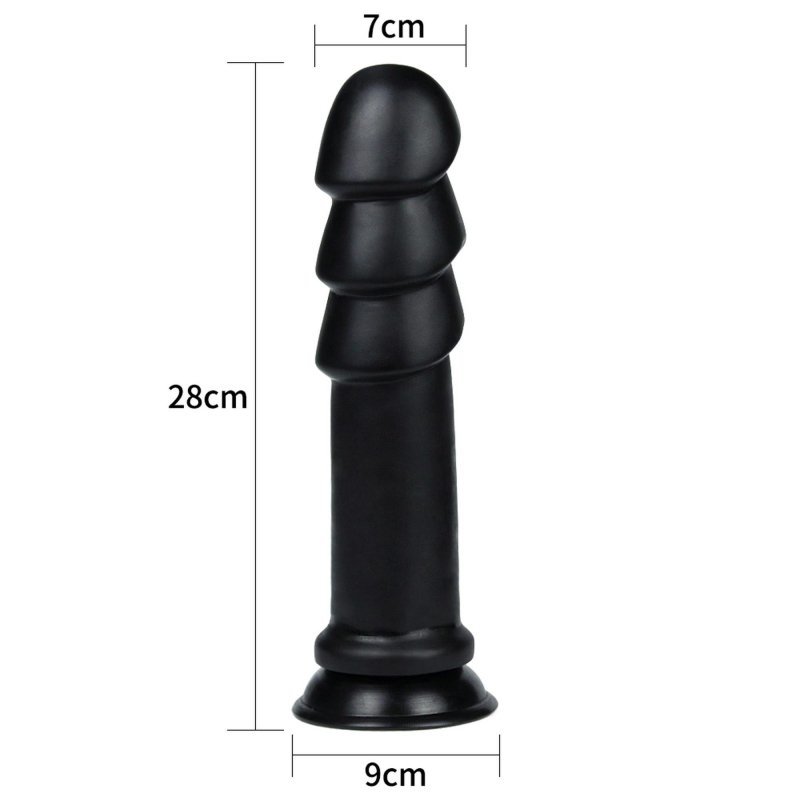 Duże grube dildo analne z wypustkami na przyssawce 31 cm