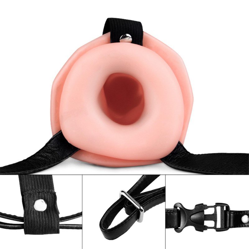 Wibrujący strapon Unisex Hollow z dildo 16cm