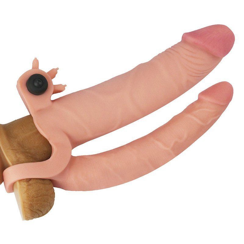Cielista nakładka na penisa przedłużająca analne dildo z wibracją