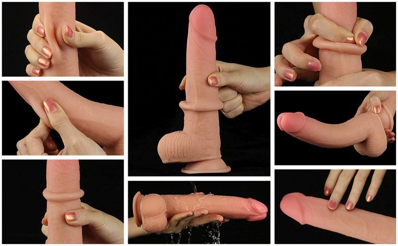 Dildo realistyczne z ruchomą skórą 9'' 