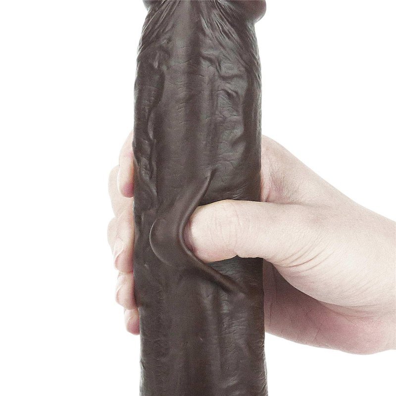Dildo murzyńskie z ruchomą skórą Dual Layer Dong - Black 24cm