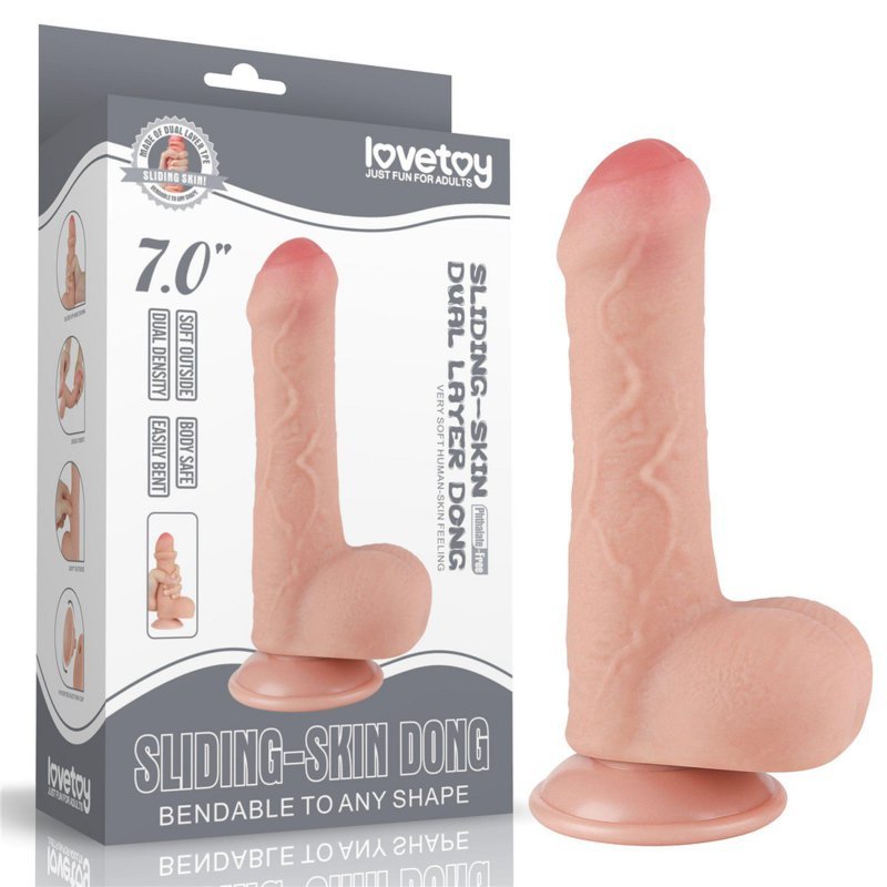 Dildo ruchoma skóra Sliding Skin Dual Layer Dong Flesh 17cm