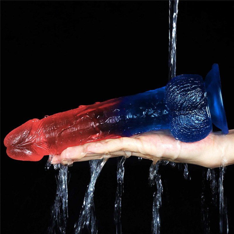 Żelowy penis dildo z przyssawką dwukolorowy 22 cm