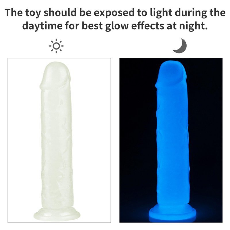 Świecący w ciemności dildo penis niebieski Lovetoy 20 cm