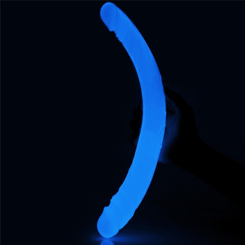 Dwustronne podwójne dildo świecące w ciemności 37 cm