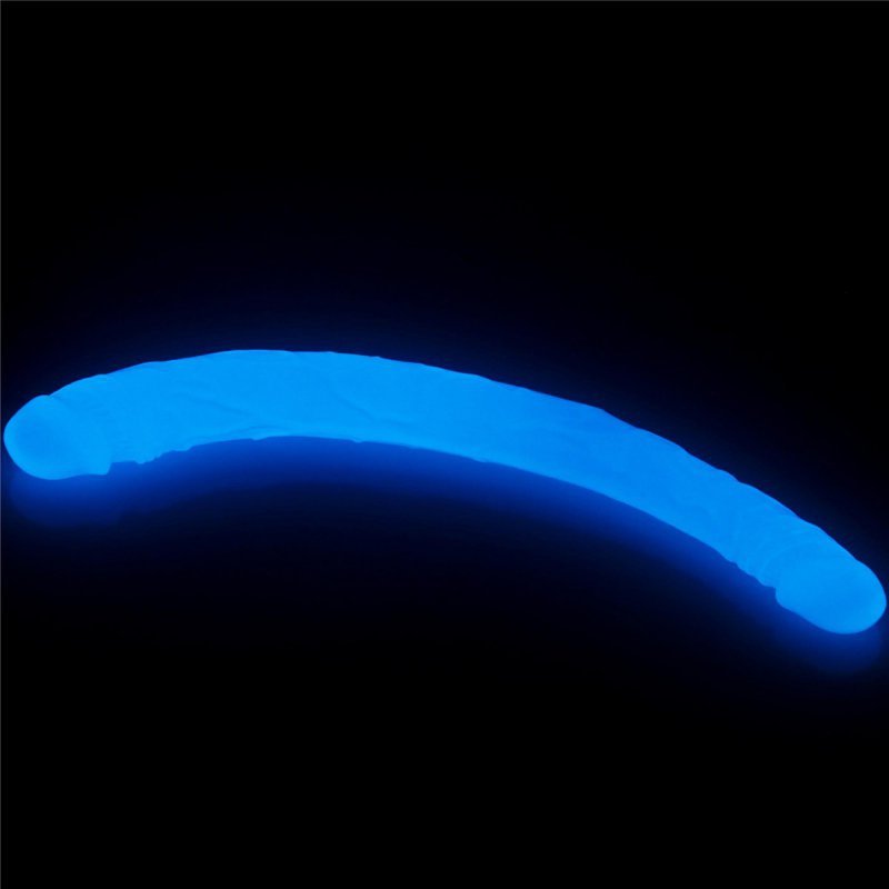 Dwustronne podwójne dildo świecące w ciemności 37 cm