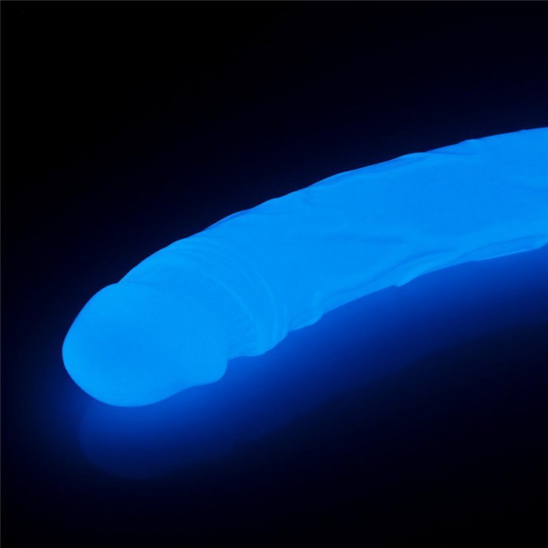 Dwustronne podwójne dildo świecące w ciemności 37 cm