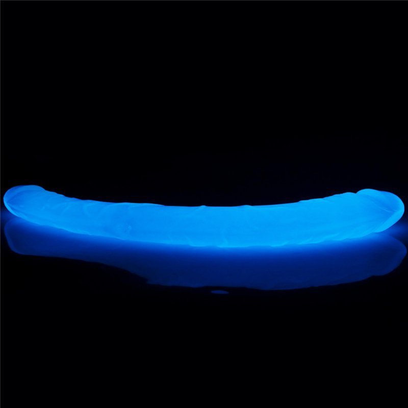 Dwustronne podwójne dildo świecące w ciemności 37 cm