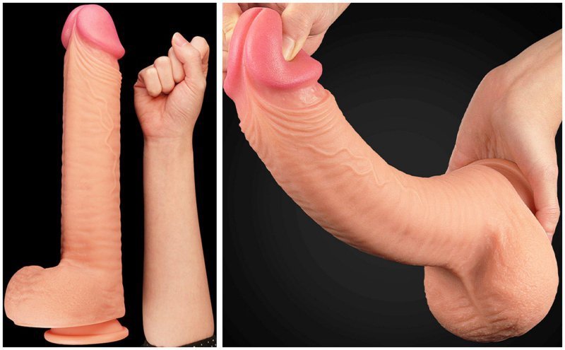 Ekskluzywny penis dildo Lovetoy podwójny silikon 30,5 cm