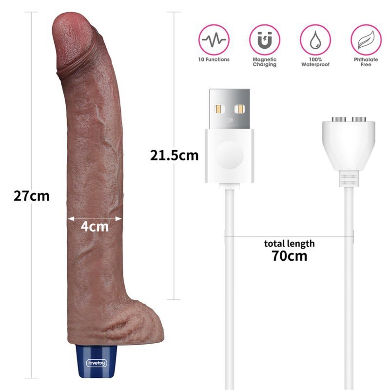 Realistyczne wibrujące dildo jak prawdziwy penis 28 cm