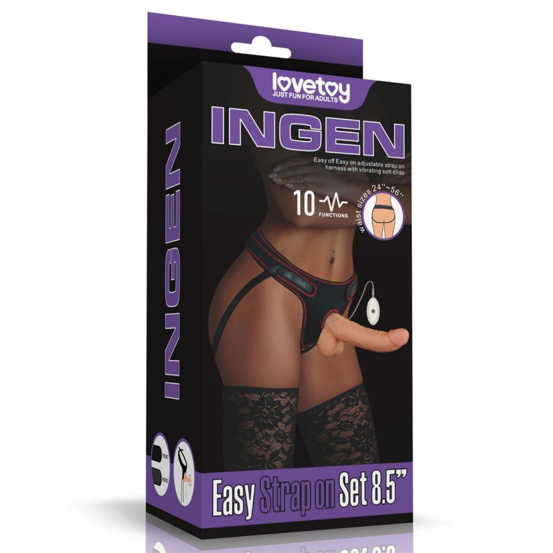 Wibrujące dildo z uprzężą strap-on  21,5 cm