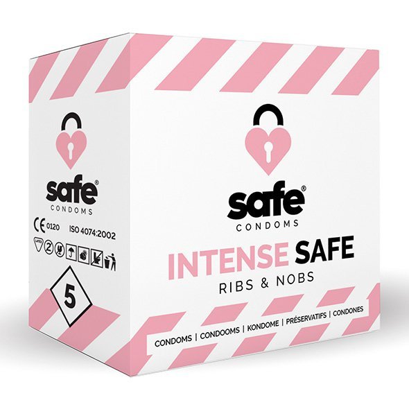 Prezerwatywy stymulujące z wypustkami Safe Condoms Intense Safe 5 sztuk