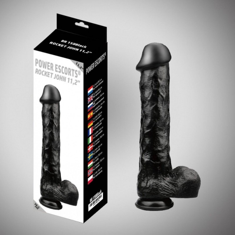 Duże murzyńskie dildo z jądrami 28,5 cm