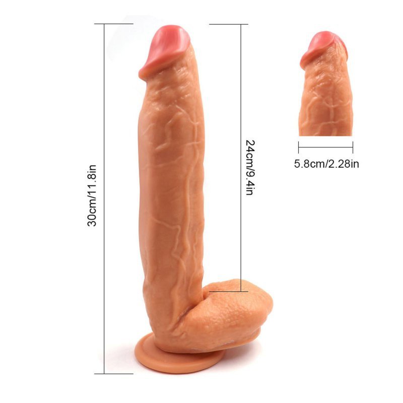 Gigantyczne realistyczne dildo z jądrami Monster John  30 cm