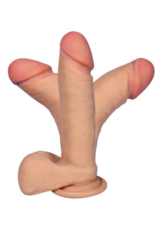 Elastyczne dildo z jądrami cyber skóra z kręgosłupem 20 cm