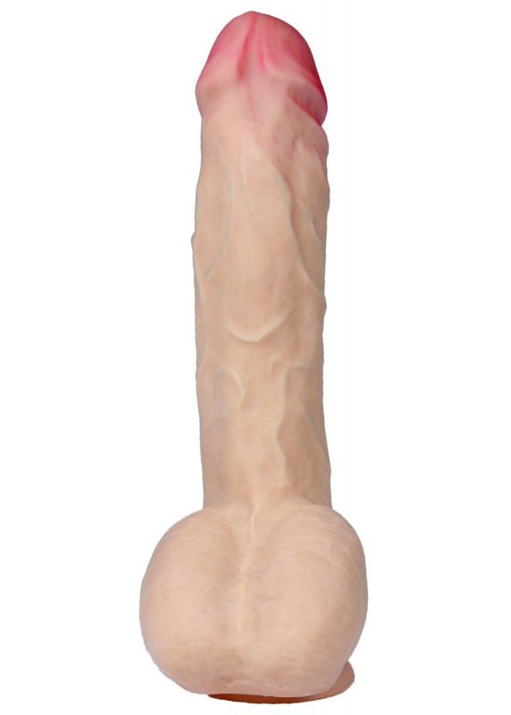 Elastyczne dildo z jądrami cyber skóra z kręgosłupem 24 cm