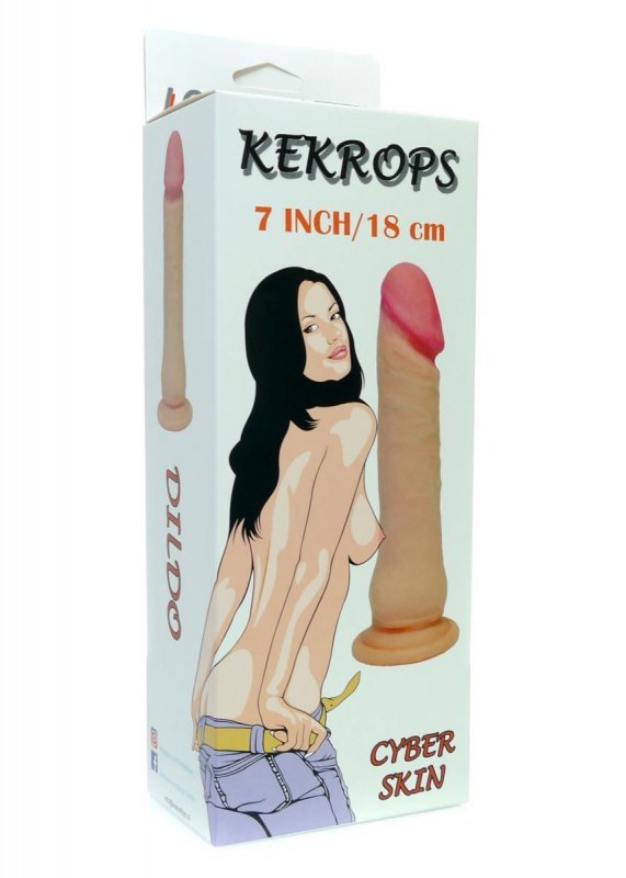 Elastyczny penis na przyssawce z czerwonym żołędziem 17,8 cm