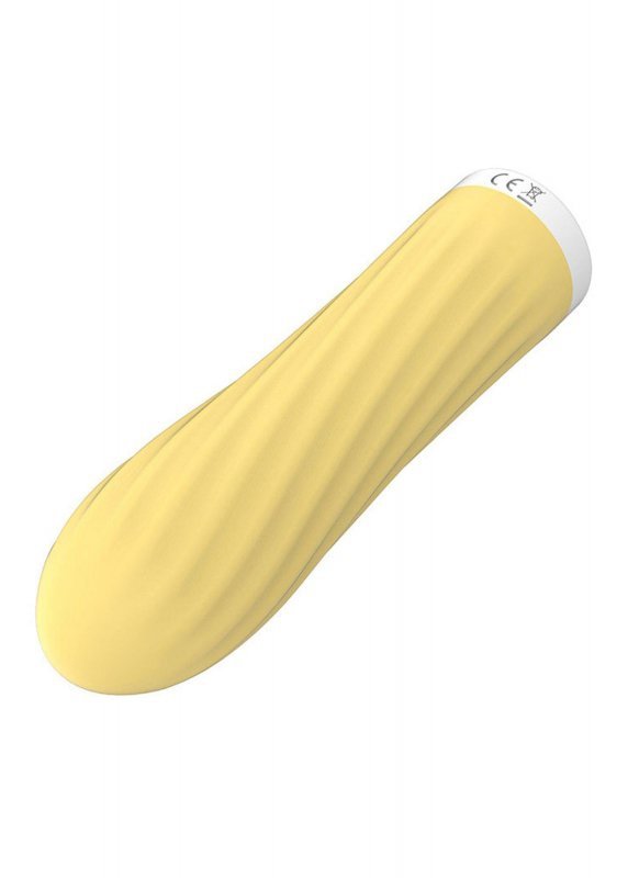 Mini wibrator ze stymulującymi rowkami kieszonkowy żółty