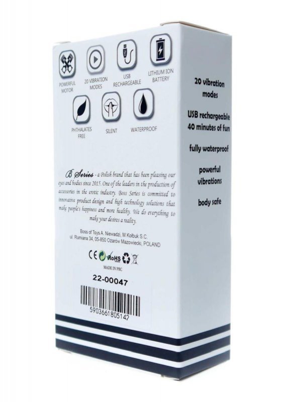 Mocny mini wibrator 20 trybów wibracji czarny połysk