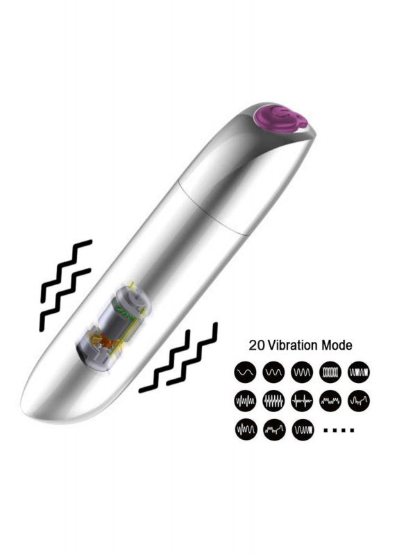 Mocny mini wibrator 20 trybów wibracji czarny połysk