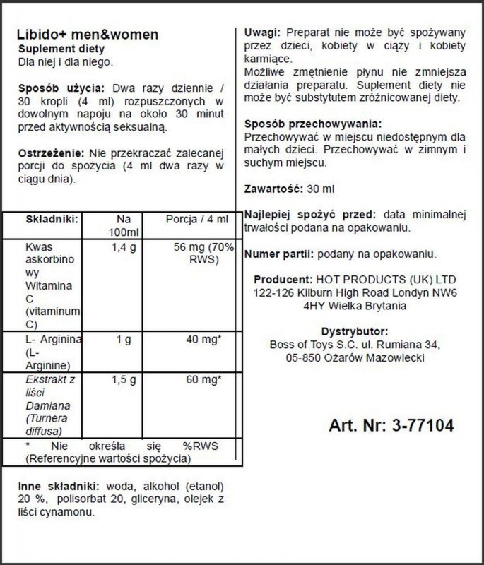Krople zwiększające podniecenie