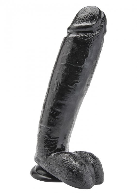 Duże murzyńskie dildo z jądrami penis na przyssawce 25,5 cm