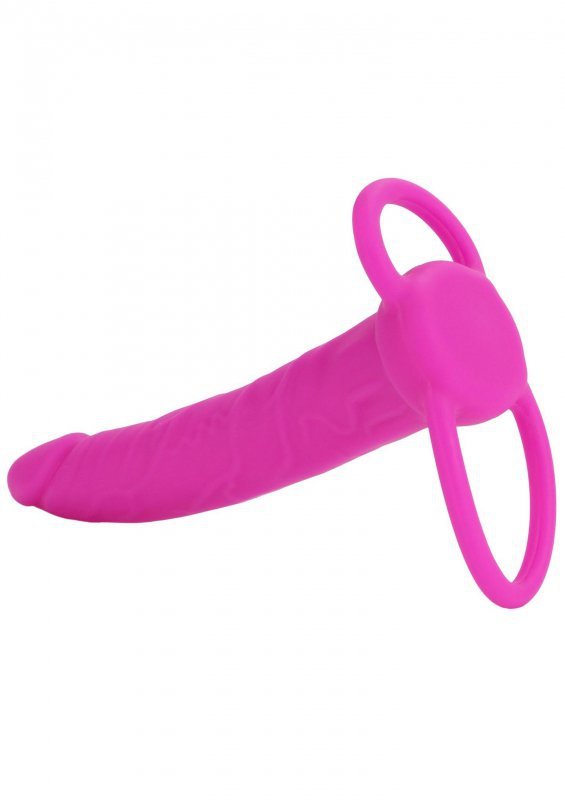 Strap-on nakładka na penisa różowe dildo analne z dwoma pierścieniami