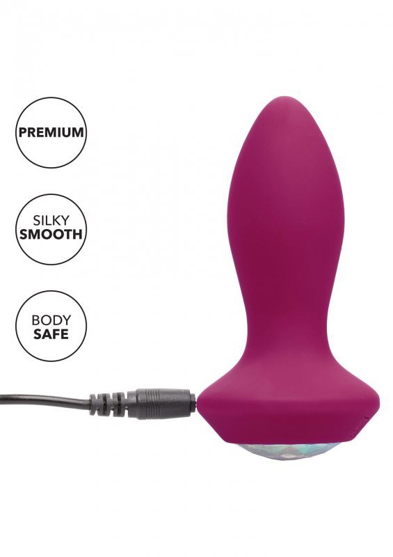 Elegancki wibrujący korek analny z kryształem plug fioletowy