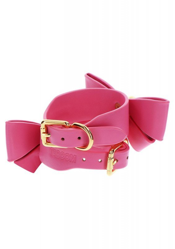 Różowe kajdanki erotyczne kokardki Wrist Cuffs Set