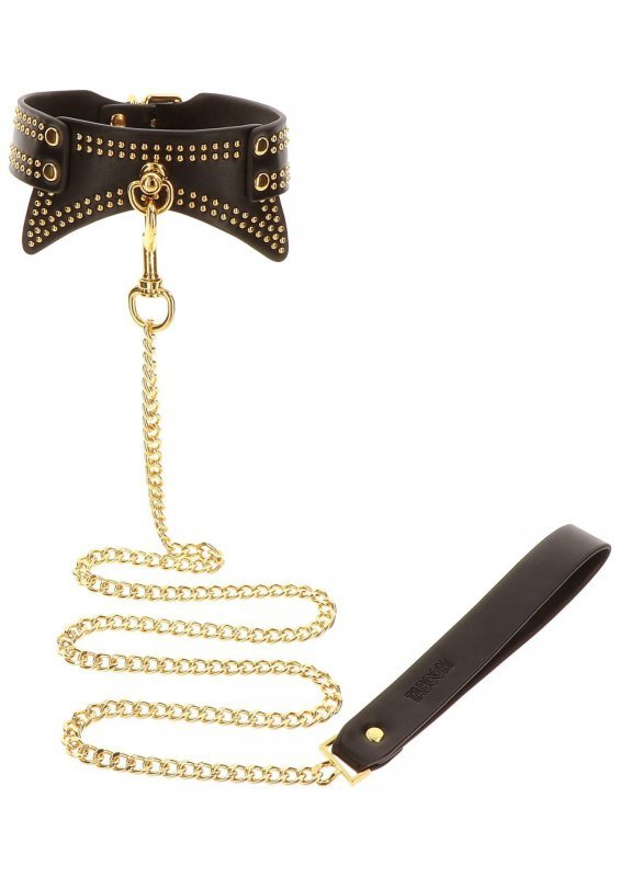 Obroża i smycz do bdsm Studded Collar and Leash Black