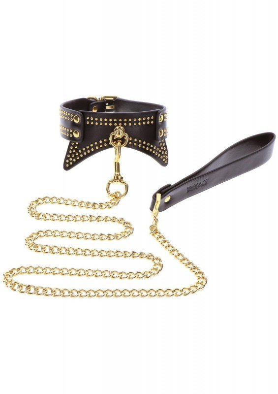 Obroża i smycz do bdsm Studded Collar and Leash Black