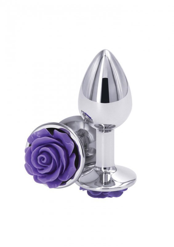 ELegancki klasyczny korek analny wtyczka plug srebrny z różą