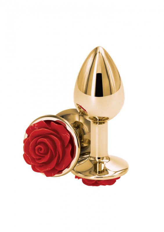 Elegancki klasyczny korek analny wtyczka plug złoty z różą