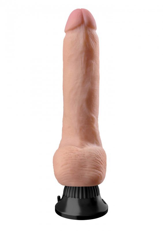 Wibrujące dildo penis z jądrami na przyssawce 20 cm