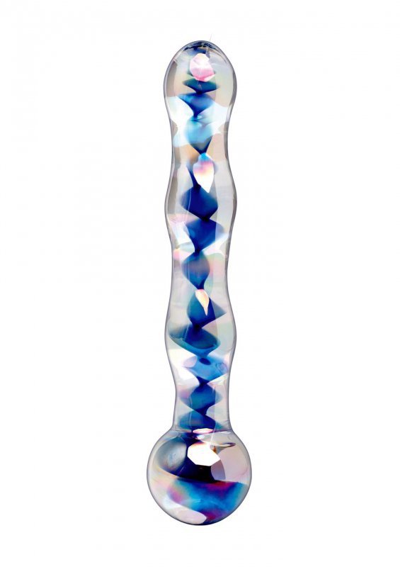 Szklane stożkowe dildo z wypustkami punkt g 18 cm