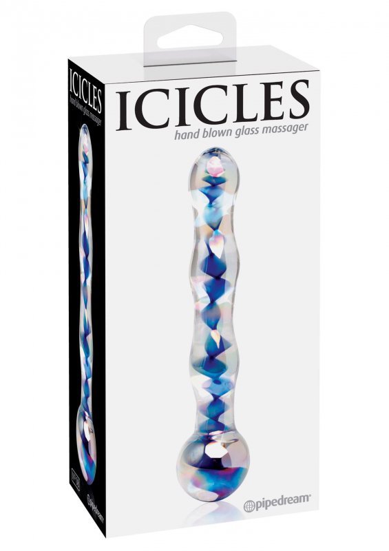 Szklane stożkowe dildo z wypustkami punkt g 18 cm
