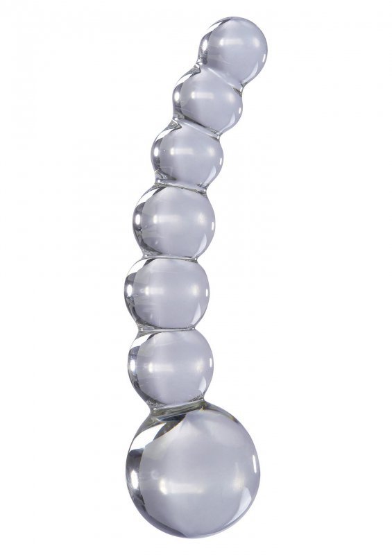 Szklane zakrzywione dildo z grzbietami kulki 12 cm