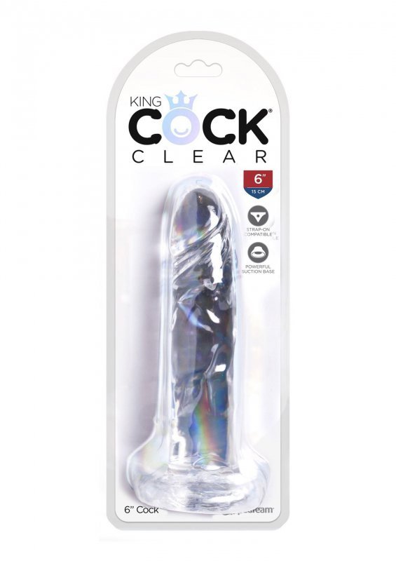 Dildo bez jajek na przyssawce clear 15 cm