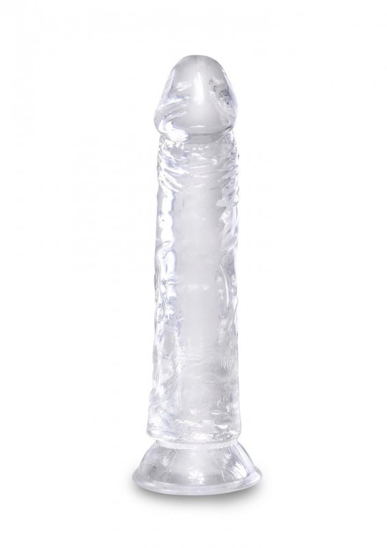 Dildo bez jajek na przyssawce clear 20 cm