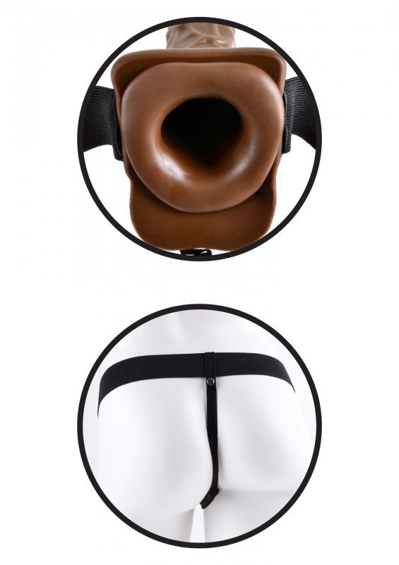 Realistyczna proteza penisa strap on żylasta przedłużka z jądrami brązowa 17,8 cm 
